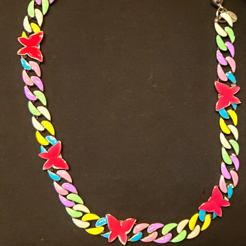 Melania Clara multi colored butterfly necklace